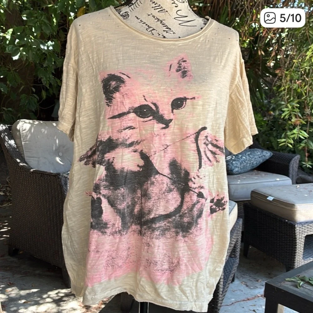 NWT🐱Magnolia Pearl 💯 Cotton Coco's Arrow Tee in Petal One Size Fits Most - Picture 5 of 10